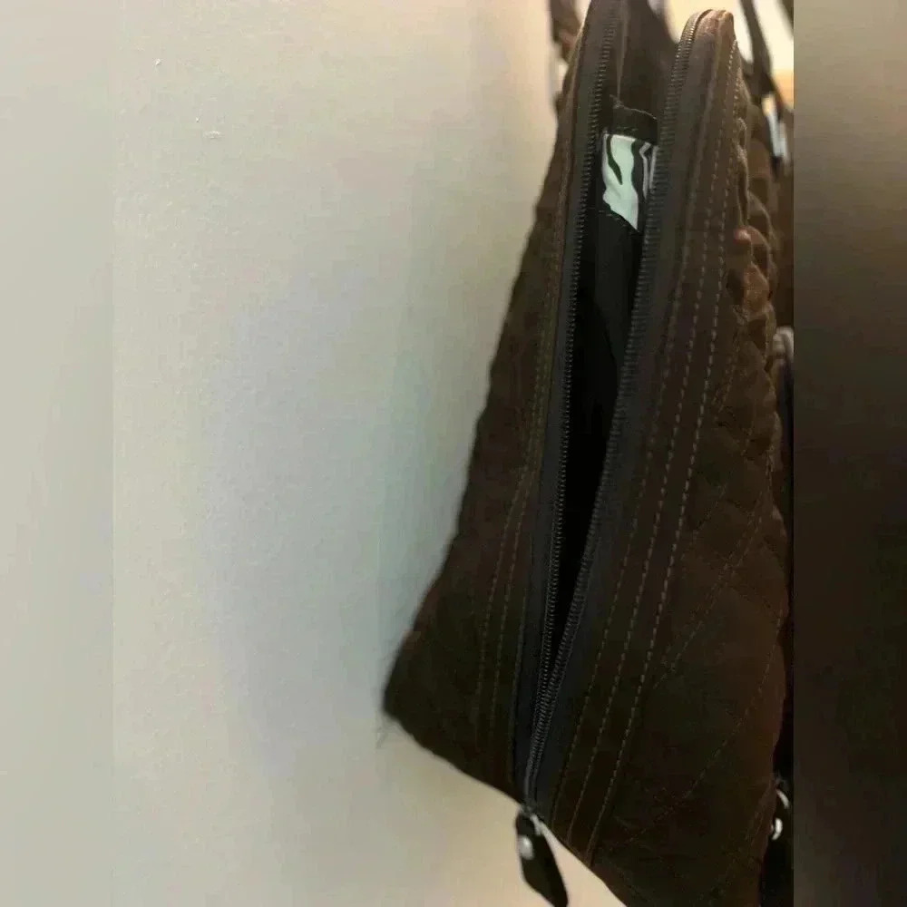 VERA BRADLEY Espresso Brown Microfiber Quilted Laptop Tote - Picture 7 of 12